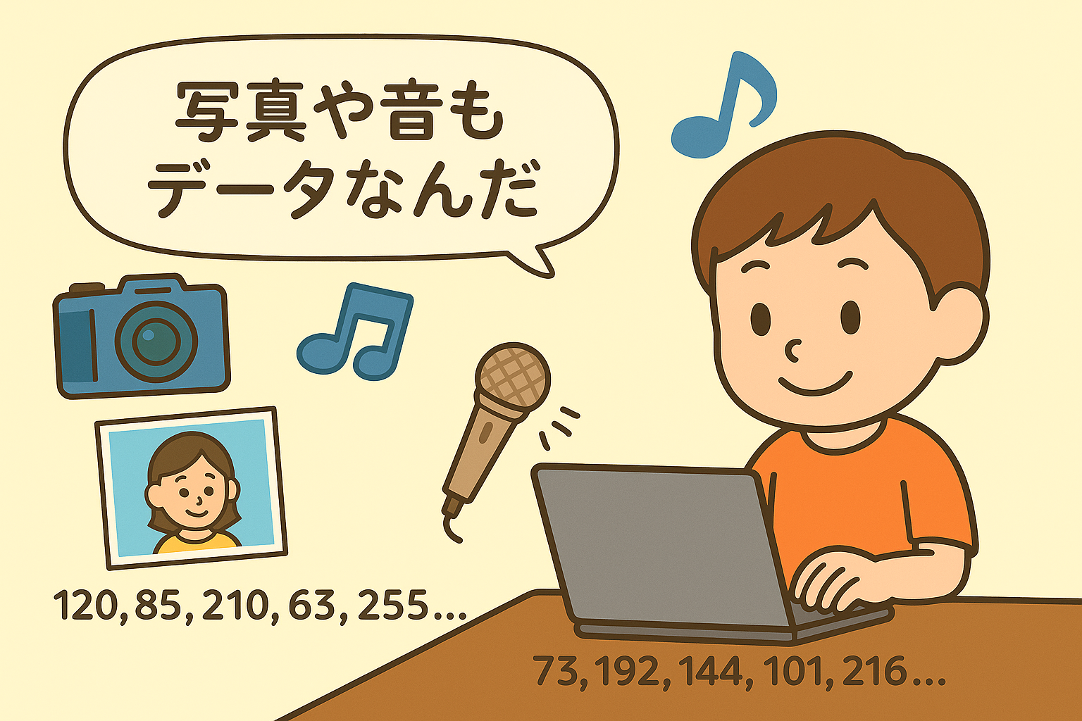 写真や音もデータ